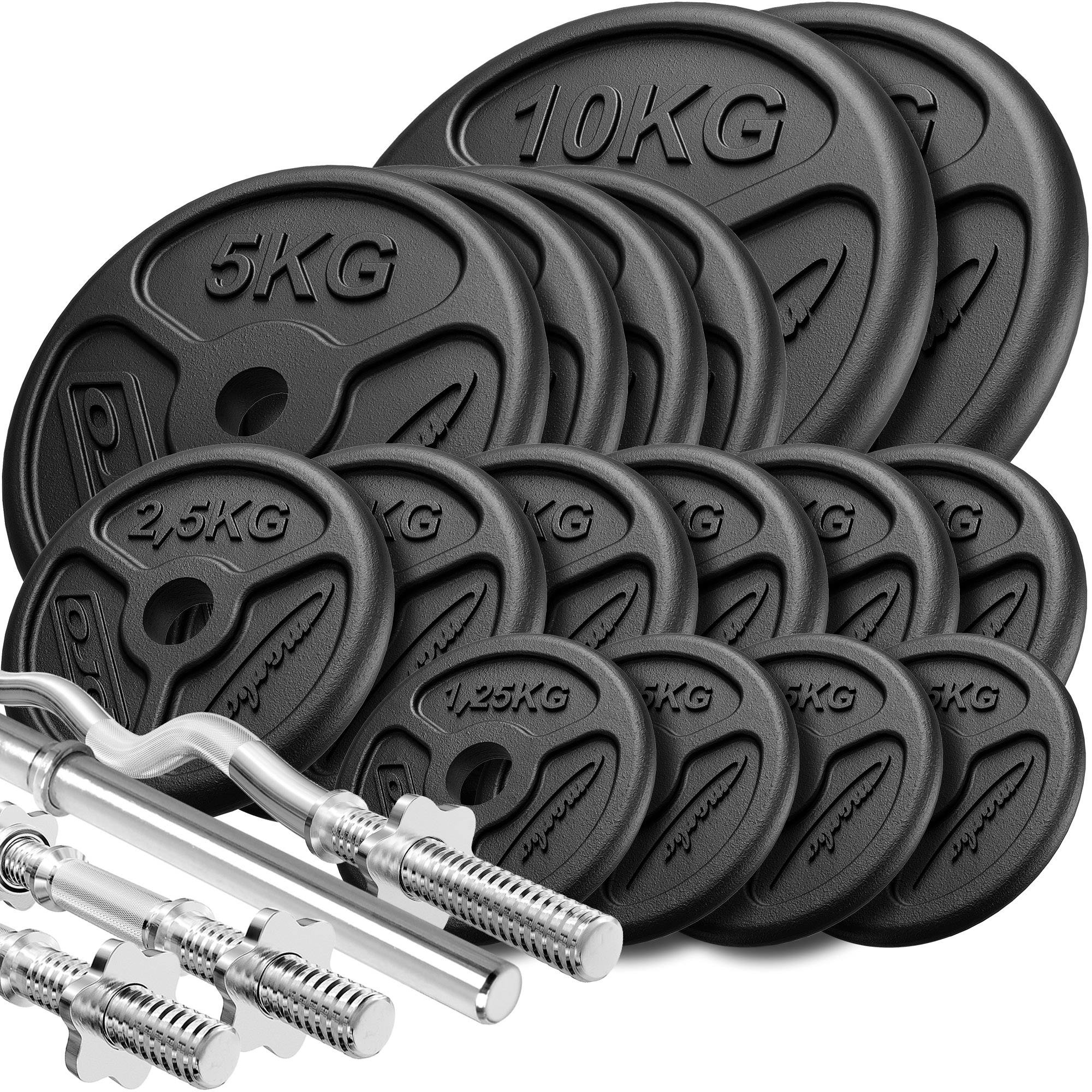 Fitnesz lemez-készlet Slim + rúd-készlet / 83 kg - Marbo Sport