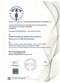 Certyfikat Bezpieczeństwa Sprzęt do siłowni