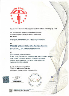 Certyfikat Bezpieczeństwa Sprzęt do siłowni