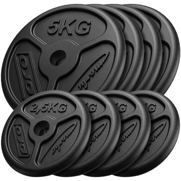 SLIM, Öntöttvas Súlyzótárcsa ø31 mm furat | Szett 30 kg / 4 x 5 kg + 4 x 2,5 kg - Marbo Sport
