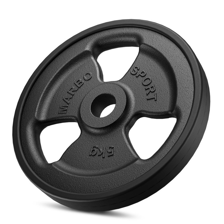 Tri-Grip gumírozott öntöttvas Súlyzótárcsa ø31 mm furat | Szett 29 kg / 4 x 5 kg + 2 x 2,5 kg + 4 x 1 kg - Marbo Sport