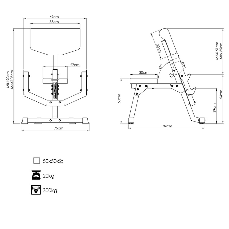 Scott pad (imapad) állítható háttámlával MS-L107 2.0 - Marbo Sport