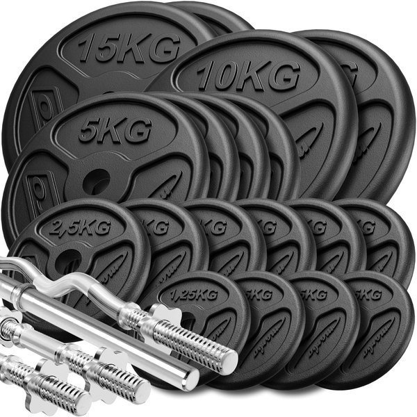 Fitnesz lemez-készlet Slim + rúd-készlet / 113 kg - Marbo Sport