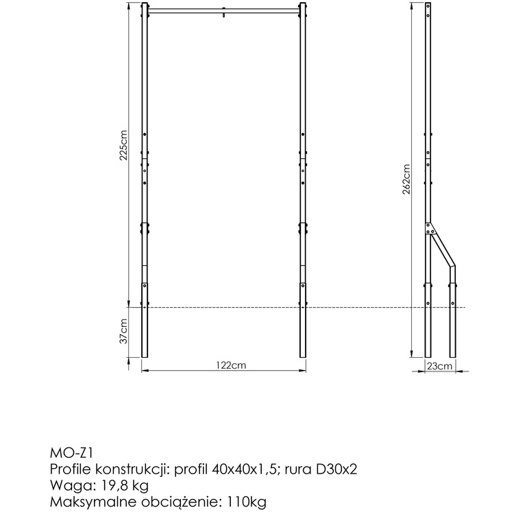 Külső húzódzkodó rúd zsáktartóval MO-Z1 - Marbo Sport