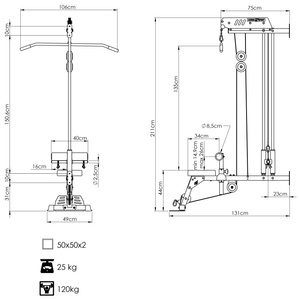 Felső és alsó falra szerelhető emelő üléssel és lábtartóval MS-W104 2.0 - Marbo Sport