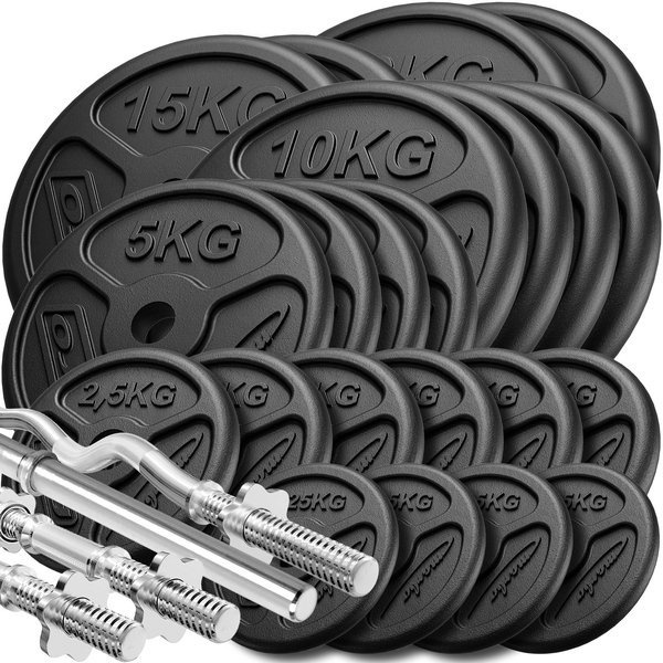Fitnesz lemez-készlet Slim + rúd-készlet / 173 kg - Marbo Sport