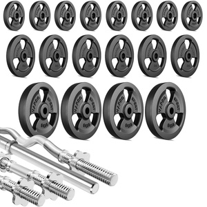 Fitnesz lemez-készlet Tri-Grip + rúd-készlet / 113 kg - Marbo Sport