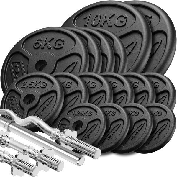 Fitnesz lemez-készlet Slim + rúd-készlet / 83 kg - Marbo Sport