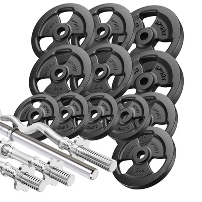 Fitnesz lemez-készlet Tri-Grip + rúd-készlet / 83 kg - Marbo Sport