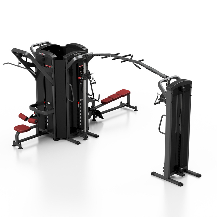 6 állomásos torony (evezőgép / lat csiga / tricepsz/2 x állítható magasságú kábelcsiga + mászókák) MP-T002 - Marbo Sport