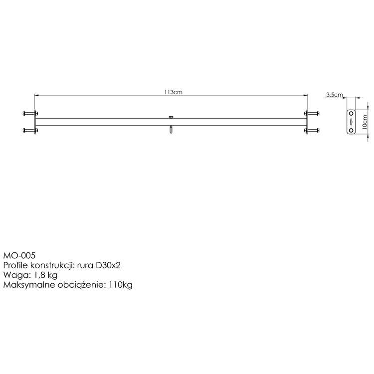 Egyenes rúd táskatartóval MO-005 - Marbo Sport