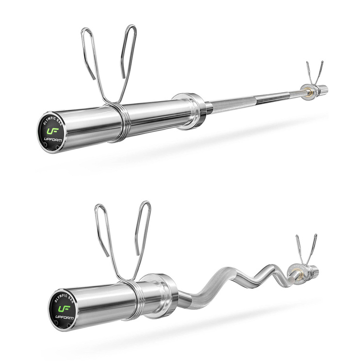 Szett 55kg | Olimpiai súlyzó 180 cm + enyhén ívelt hajlító rúd 120 cm + súlytárcsák 4x5kg, 2x2.5kg, 4x1.25kg - Marbo Sport