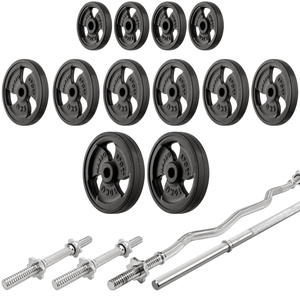 Szett MS24_2.0_83KG_G | kétoldalas pad + többszintes állványok (2 db) + rúd és súlyzótányérok gumírozott szett 83 kg - Marbo Sport