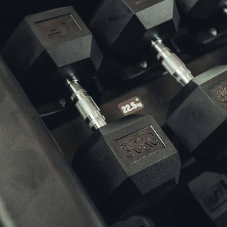 Gumiborítású HEX öntöttvas kézisúlyzó 30 kg - UpForm