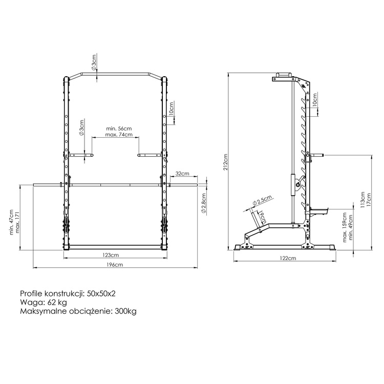 Smith gép húzódzkodó és tolódzkodó rúddal MS-U105 2.0 - Marbo Sport