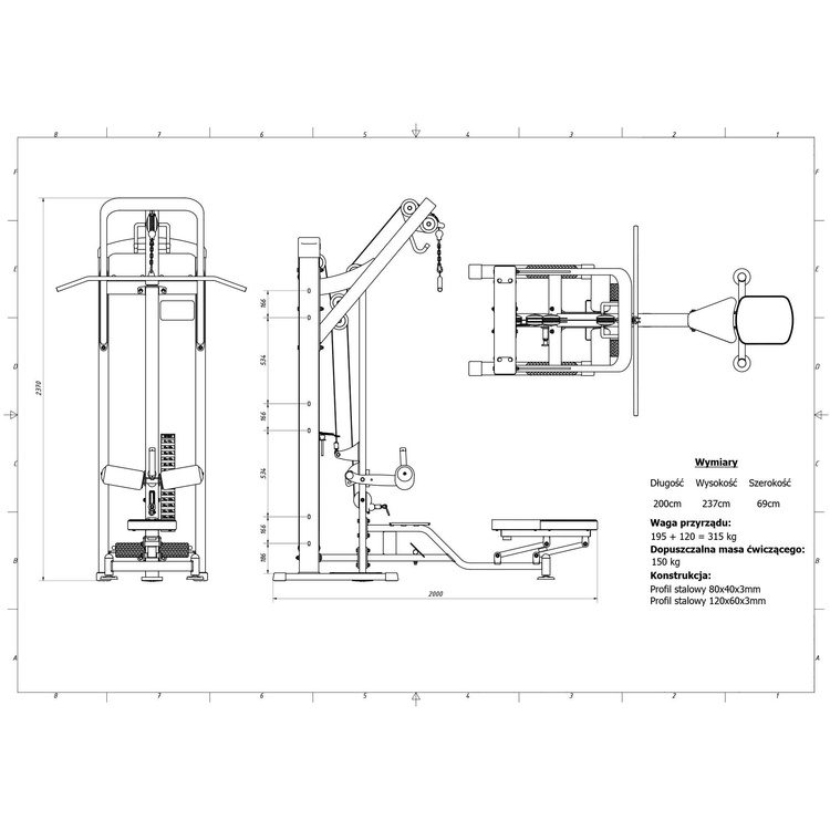 MP-U211 lat pull-down / evező kombinált gép - Marbo Sport